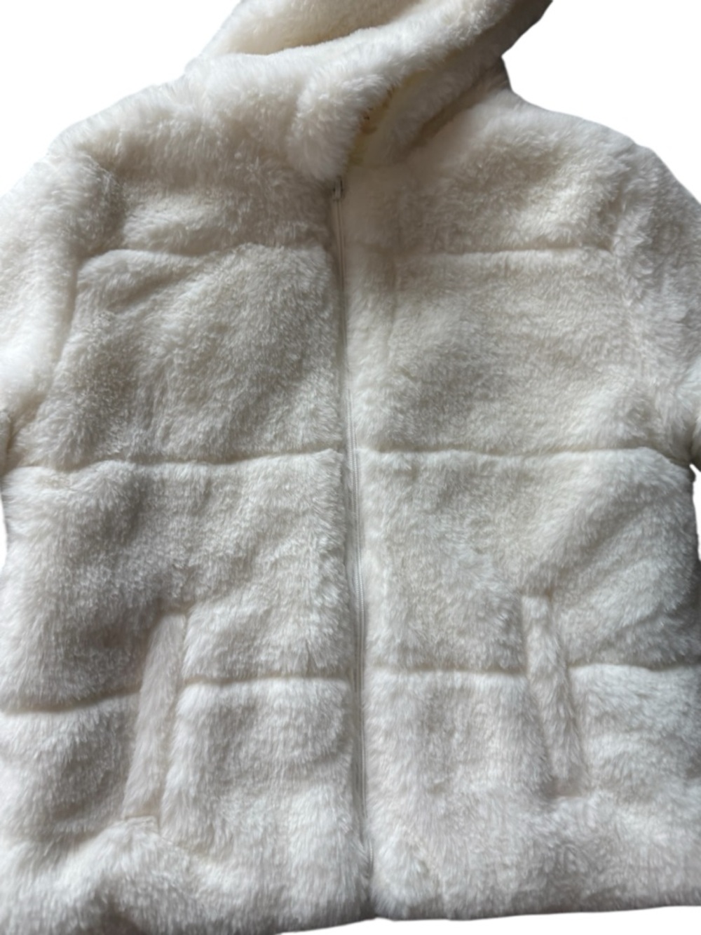 wonder nation Cream Faux Fur Hooded Puffer Jacket - Picture 2 of 7